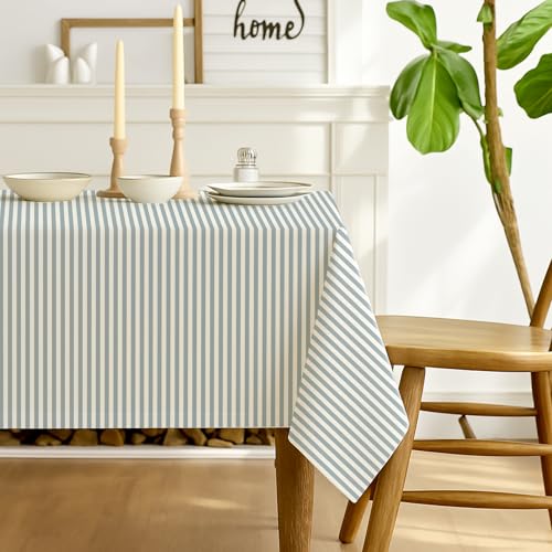 Luzzxfa Marineblau Gestreifte Tischdecke 100x140 cm Modern Rechteckige Tafeldecke Fleckschutz Abwaschbar Saisonnal Küche Tisch Dekoration Drinnen Urlaub Party Dekor von Luzzxfa
