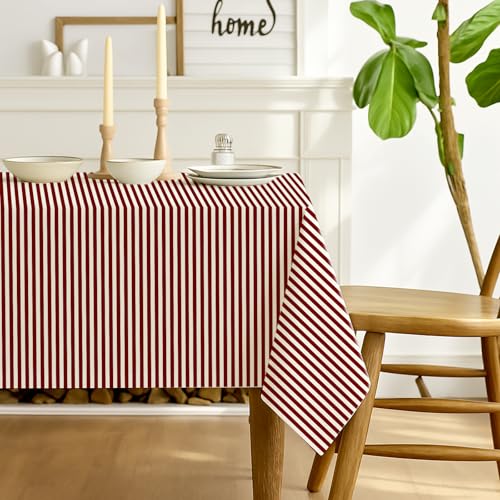 Luzzxfa Rot Gestreifte Tischdecke 100x140 cm Modern Rechteckige Tafeldecke Fleckschutz Outdoor Tischtuch für Esszimmer, Garten, Party, Hochzeiten oder Haushalt von Luzzxfa