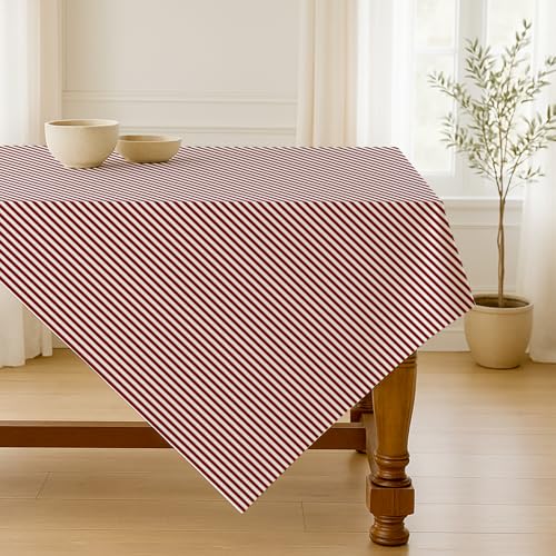 Luzzxfa Rot Gestreifte Tischdecke 85x85 cm Tafeldecke Fleckschutz Abwaschbar Outdoor Tischtuch für Esszimmer, Garten, Party, Hochzeiten oder Haushalt von Luzzxfa