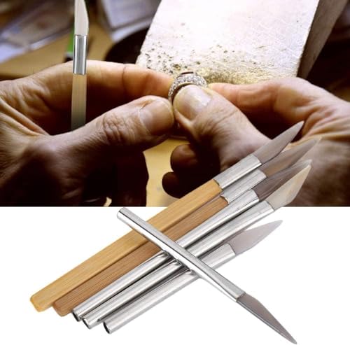 Achat-Burnisher, 6-teiliges Messer-Achat-Burnisher-Set Bastelpolierwerkzeuge Schnitzen von Edelmetall mit Bambus-Eisengriff von Lv. life