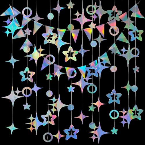 Lvjkes 3 Stück Set Papier Girlande Holographisch Phantomfarbe, Vierzackige und Pentagramm Sterngirlande, Dreieck Flags hängende Girlande für Party deko, Hochzeit, Geburtstagsgirlande Lvjkes 3 Stück Set Papier Girlande Holographisch Phantomfarbe, Vierzackige und Pentagramm Sterngirlande, Dreieck Flags hängende Girlande für Party deko, Hochzeit, Geburtstagsgirlande von Lvjkes