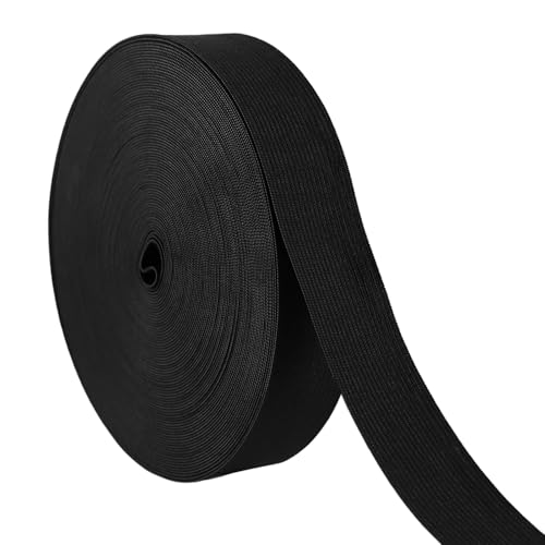 Lvjkes Gummiband breit, 15M Lang Gummiband nähen 2.5cm breit, Hochelastisch und langlebig, gummizugband für hosenbundGeeignet zum Nähen von Kleidung, Hosen und anderem DIY Nähzubehör (Schwarz-15M) von Lvjkes
