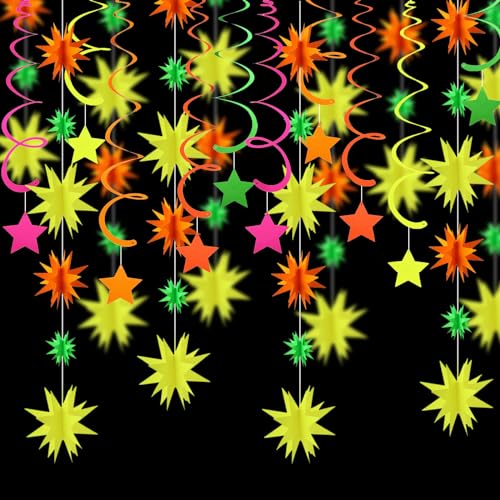 Lvjkes Neon Party deko, Neonpapiergirlande, 4m Papiergirlande mit achtzackigen Sternen, 10 Stöcke Neon Neon-Pentagramm-Spirale für Geburtstags, Hochzeits-und Babyparty-Partyzubehör Lvjkes Neon Party deko, Neonpapiergirlande, 4m Papiergirlande mit achtzackigen Sternen, 10 Stöcke Neon Neon-Pentagramm-Spirale für Geburtstags, Hochzeits-und Babyparty-Partyzubehör von Lvjkes