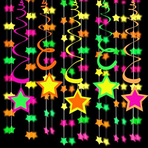 Lvjkes Neon Party deko, Neonpapiergirlande, 4m Stern Girlande bunt, Stern Spirale Girlanden, für Geburtstage, Hochzeiten und Babyparty-Partyzubehör (Pentagramm) von Lvjkes