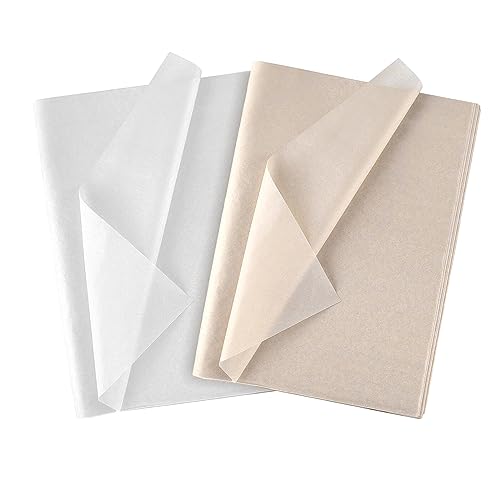 Lvjkes Seidenpapier, Große Bögen weißes Seidenpapier, Kunstpapier, perfekt für Geschenkverpackungen, Aufbewahrung, Verpackung, Kunst Handwerk (50cm x 70 cm, 36PCS Weiß, 36PCS Beige) von Lvjkes