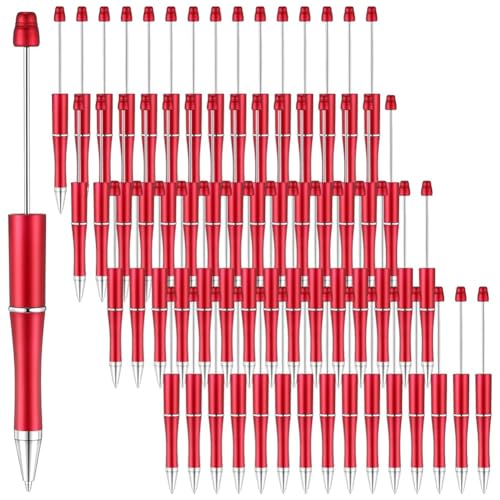 Lwaviwer 60 Stück Perlenstifte, Großpackung Perlenstift, niedlich, cool, DIY-Stifte mit schwarzer Tinte, Kugelschreiber für Kinder, Mädchen, Studenten, Lehrer, Rot von Lwaviwer