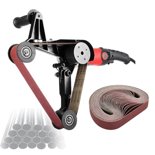 LwiftGal Rundrohr-Poliermaschine, mit 3/25/50/100 Schleifbändern, 6-Gang-Schleifmaschine mit Schutzabdeckung, zum Polieren von Metall With50sandingbelts von LwiftGal