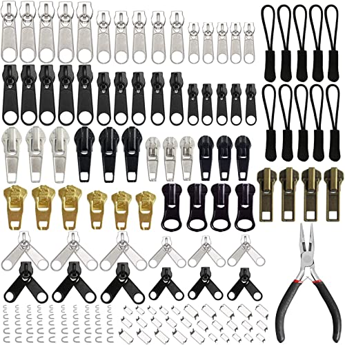 169 Stück Reißverschluss Reparatur Set, Reißverschluss Ersatz Set, Zipper Reißverschluss Ersatz, Reißverschluss Schieber mit Zangen, für Jacke, Zelt, Gepäck, Schlafsack, Koffer, Geldbörsen, DIY von Lwtsrp