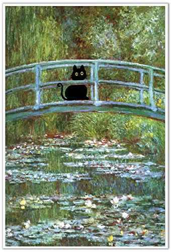 Lwwartxm Monet Seerose Schwarze Katze Poster Leinwand Wandkunst Vintage berühmte Ölgemälde für Badezimmer Zuhause Büro 40,6 x 61 cm ungerahmt von Lwwartxm