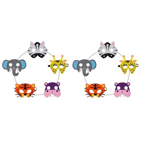 Lxing Safari Tiermasken Set für Kinder, 10 Stück, Zebra, Elefant, Giraffe, Tiger, Nilpferd, Partymasken aus Schaumstoff Lxing Safari Tiermasken Set für Kinder, 10 Stück, Zebra, Elefant, Giraffe, Tiger, Nilpferd, Partymasken aus Schaumstoff von Lxing