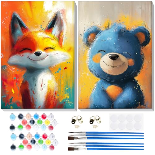 Lxmsja 2 Stück Malen Nach Zahlen Erwachsene mit Rahmen, Malen Nach Zahlen Fuchs Bär, Diy Set Erwachsene mit Pinseln und Acrylfarben Handgemalt Ölgemälde Leinwand für Home Décor, 20x30 cm Lxmsja 2 Stück Malen Nach Zahlen Erwachsene mit Rahmen, Malen Nach Zahlen Fuchs Bär, Diy Set Erwachsene mit Pinseln und Acrylfarben Handgemalt Ölgemälde Leinwand für Home Décor, 20x30 cm von Lxmsja