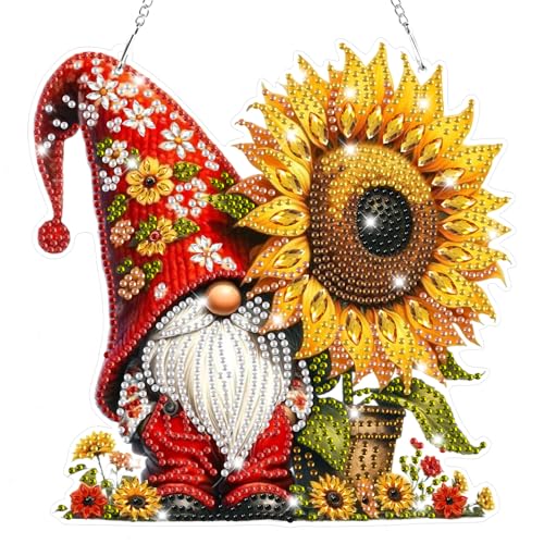 Lxmsja 5D Diamond Painting Anhänger Gnome, Sonnenblume Diamond Painting Fensterbilder Beidseitig für Erwachsene Kinder, Bastelset Kreativ Set, Hängend Ornament Kranz Tür Fenster Wand Eingang Decor Lxmsja 5D Diamond Painting Anhänger Gnome, Sonnenblume Diamond Painting Fensterbilder Beidseitig für Erwachsene Kinder, Bastelset Kreativ Set, Hängend Ornament Kranz Tür Fenster Wand Eingang Decor von Lxmsja