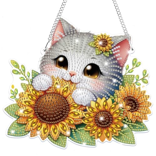 Lxmsja 5D Diamond Painting Anhänger Katze, Sonnenblume Diamond Painting Fensterbilder Beidseitig für Erwachsene Kinder, Bastelset Kreativ Set, Hängend Ornament Kranz Tür Fenster Wand Eingang Decor Lxmsja 5D Diamond Painting Anhänger Katze, Sonnenblume Diamond Painting Fensterbilder Beidseitig für Erwachsene Kinder, Bastelset Kreativ Set, Hängend Ornament Kranz Tür Fenster Wand Eingang Decor von Lxmsja