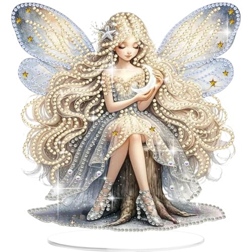 Lxmsja 5D Diamond Painting Fee Desktop Deko für Erwachsene Kinder, Diamond Painting Fee Tisch Deko Set, Diy Diamant Malerei Stehend Kunst Ornament Bastelset Kreativ Set für Zimmer Büro Desktop von Lxmsja