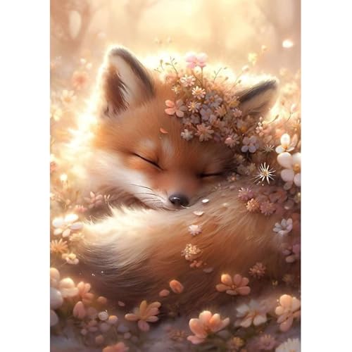Lxmsja 5D Diamond Painting Fuchs, Diamond Painting Tiere Erwachsene, Fuchs Diamant Painting Bilder Erwachsene, Full DIY Diamant Kunst Malerei Stickerei Set Kreuzstich Bilder Home Wand Dekor 30x40cm von Lxmsja