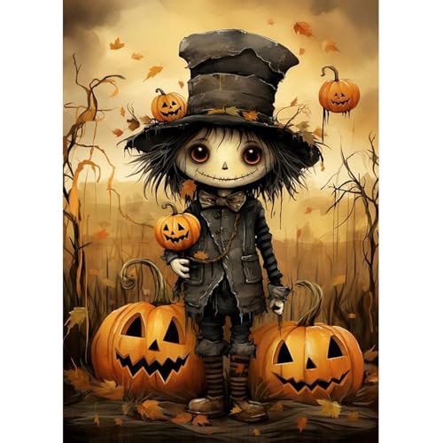 Lxmsja 5D Diamond Painting Halloween, Vogelscheuche Diamond Painting Erwachsene, Diamant Painting Bilder Erwachsene, Full DIY Diamant Kunst Malerei Stickerei Set Kreuzstich Bilder Home Dekor 30x40cm von Lxmsja