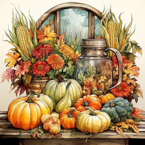 Lxmsja 5D Diamond Painting Herbst, Diamond Painting Erwachsene, Gemüse Diamant Painting Bilder Erwachsene, Full DIY Diamant Kunst Malerei Stickerei Set Kreuzstich Bilder Home Dekor 30x40cm von Lxmsja