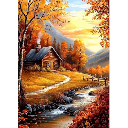Lxmsja 5D Diamond Painting Herbst, Diamond Painting Erwachsene, Landschaft Diamant Painting Bilder Erwachsene, Full DIY Diamant Kunst Malerei Stickerei Set Kreuzstich Bilder Home Dekor 30x40cm von Lxmsja
