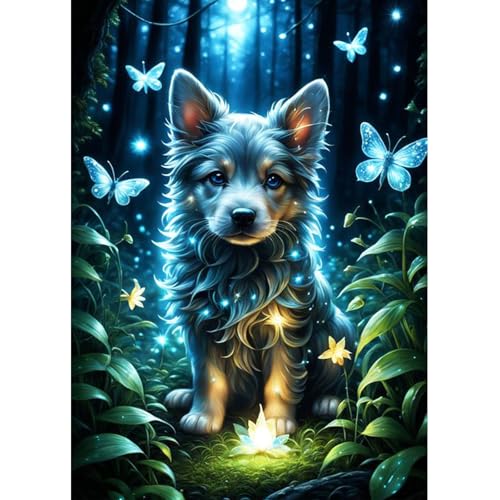 Lxmsja 5D Diamond Painting Hund, Diamond Painting Tiere Erwachsene, Hund Diamant Painting Bilder Erwachsene, Full DIY Diamant Kunst Malerei Stickerei Set Kreuzstich Bilder Home Dekor 30x40cm von Lxmsja