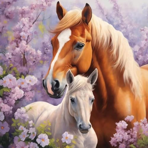 Lxmsja 5D Diamond Painting Pferd, Diamond Painting Tiere Erwachsene, Pferd Diamant Painting Bilder Erwachsene, Full DIY Diamant Kunst Malerei Stickerei Set Kreuzstich Bilder Home Wand Dekor 30x30cm von Lxmsja