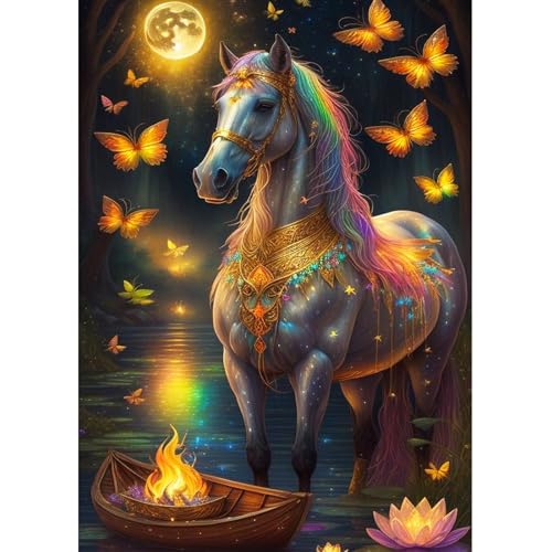 Lxmsja 5D Diamond Painting Pferd, Diamond Painting Tiere Erwachsene, Pferd Diamant Painting Bilder Erwachsene, Full DIY Diamant Kunst Malerei Stickerei Set Kreuzstich Bilder Home Wand Dekor 30x40cm von Lxmsja