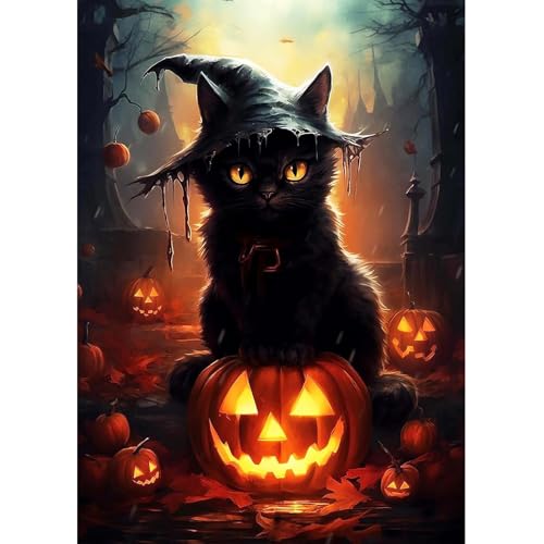 Lxmsja 5D Diamond Painting Schwarze Katze, Halloween Diamond Painting Erwachsene, Diamant Painting Bilder Erwachsene, Full DIY Diamant Kunst Malerei Stickerei Set Kreuzstich Bilder Home Dekor 30x40cm Lxmsja 5D Diamond Painting Schwarze Katze, Halloween Diamond Painting Erwachsene, Diamant Painting Bilder Erwachsene, Full DIY Diamant Kunst Malerei Stickerei Set Kreuzstich Bilder Home Dekor 30x40cm von Lxmsja