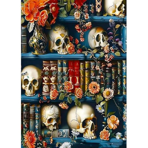 Lxmsja 5D Diamond Painting Skelett Bücherregal, Halloween Diamond Painting Erwachsene, Diamant Painting Bilder Erwachsene, Full DIY Diamant Kunst Malerei Stickerei Set Home Dekor 30x40cm Lxmsja 5D Diamond Painting Skelett Bücherregal, Halloween Diamond Painting Erwachsene, Diamant Painting Bilder Erwachsene, Full DIY Diamant Kunst Malerei Stickerei Set Home Dekor 30x40cm von Lxmsja