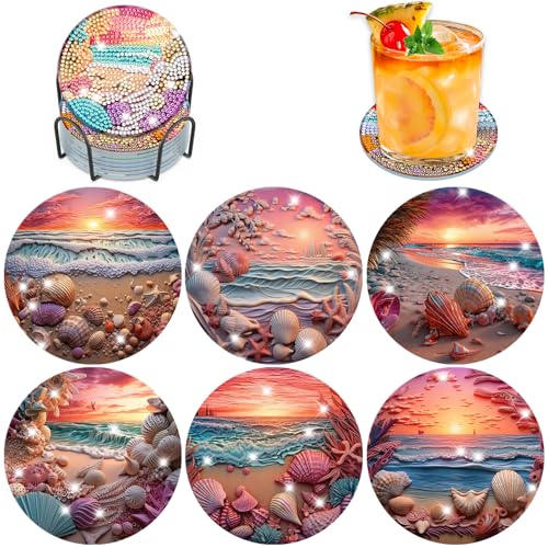 Lxmsja 6 STK Diamond Painting Untersetzer mit Halter, Diamond Painting Strand, Diamant Painting Bilder Erwachsene, Diamant Tassenuntersetzer mit Kork, Basteln Erwachsene Frauen Kinder Lxmsja 6 STK Diamond Painting Untersetzer mit Halter, Diamond Painting Strand, Diamant Painting Bilder Erwachsene, Diamant Tassenuntersetzer mit Kork, Basteln Erwachsene Frauen Kinder von Lxmsja
