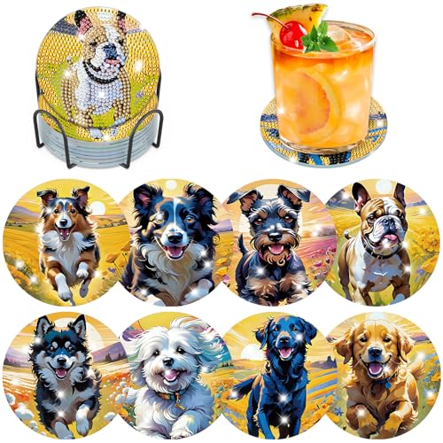 Lxmsja 8 STK Diamond Painting Untersetzer Hund mit Halter, Diamond Painting Hund, Diamant Painting Bilder Erwachsene, Diamant Tassenuntersetzer mit Kork, Basteln Kreativ Set Für Erwachsene Frauen Lxmsja 8 STK Diamond Painting Untersetzer Hund mit Halter, Diamond Painting Hund, Diamant Painting Bilder Erwachsene, Diamant Tassenuntersetzer mit Kork, Basteln Kreativ Set Für Erwachsene Frauen von Lxmsja