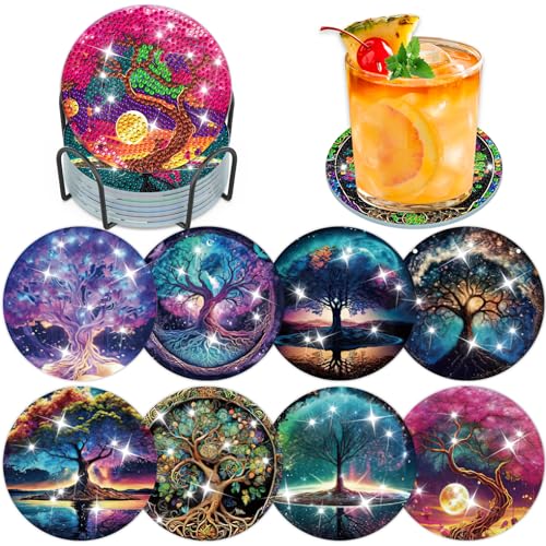 Lxmsja 8 STK Diamond Painting Untersetzer mit Halter, Diamond Painting Tree of Life, Diamant Painting Bilder Erwachsene Kinder, Diamant Tassenuntersetzer mit Kork, Basteln Erwachsene Frauen Lxmsja 8 STK Diamond Painting Untersetzer mit Halter, Diamond Painting Tree of Life, Diamant Painting Bilder Erwachsene Kinder, Diamant Tassenuntersetzer mit Kork, Basteln Erwachsene Frauen von Lxmsja