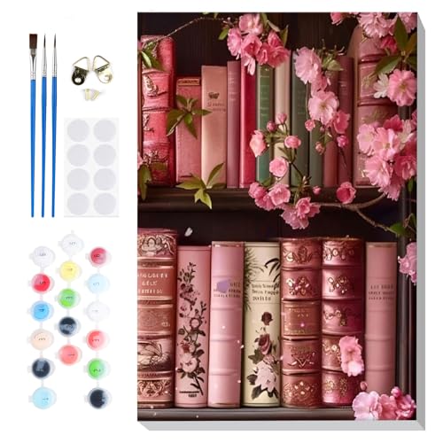 Lxmsja Bücherregal Malen Nach Zahlen Erwachsene mit Rahmen, Malen Nach Zahlen Bücher, Diy Set Erwachsene mit Pinseln und Acrylfarben Handgemalt Ölgemälde Leinwand für Home Décor, 20x30cm Lxmsja Bücherregal Malen Nach Zahlen Erwachsene mit Rahmen, Malen Nach Zahlen Bücher, Diy Set Erwachsene mit Pinseln und Acrylfarben Handgemalt Ölgemälde Leinwand für Home Décor, 20x30cm von Lxmsja