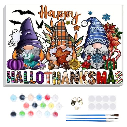 Lxmsja Gnom Malen Nach Zahlen Erwachsene mit Rahmen, Malen Nach Zahlen Halloween, Diy Set Erwachsene mit Pinseln und Acrylfarben Handgemalt Ölgemälde Leinwand für Home Décor, 20x30cm von Lxmsja
