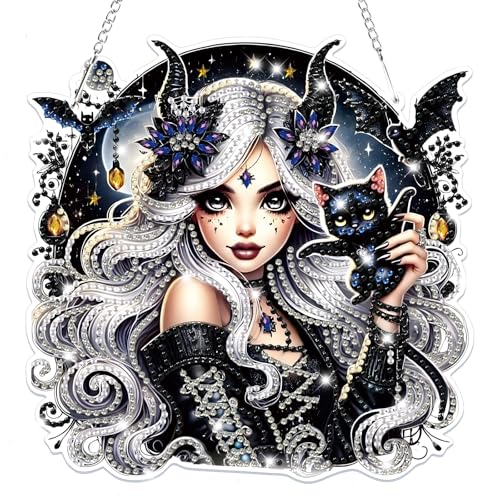 Lxmsja Halloween Diamond Painting Anhänger, 5D Gothic Diamond Painting Fensterbilder Beidseitig für Erwachsene Kinder, Bastelset Kreativ Set, Hängend Ornament Tür Fenster Wand Eingang Decor Lxmsja Halloween Diamond Painting Anhänger, 5D Gothic Diamond Painting Fensterbilder Beidseitig für Erwachsene Kinder, Bastelset Kreativ Set, Hängend Ornament Tür Fenster Wand Eingang Decor von Lxmsja
