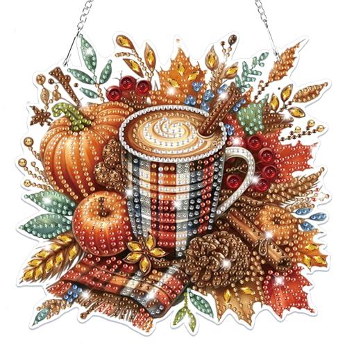 Lxmsja Halloween Diamond Painting Anhänger Heiße Schokolade, 5D Herbst Diamond Painting Fensterbilder Beidseitig für Erwachsene, Bastelset Kreativ Set, Hängend Ornament Tür Fenster Wand Eingang Decor Lxmsja Halloween Diamond Painting Anhänger Heiße Schokolade, 5D Herbst Diamond Painting Fensterbilder Beidseitig für Erwachsene, Bastelset Kreativ Set, Hängend Ornament Tür Fenster Wand Eingang Decor von Lxmsja
