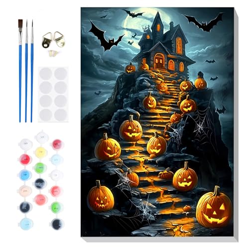 Lxmsja Halloween Malen Nach Zahlen Erwachsene mit Rahmen, Malen Nach Zahlen Landschaft, Diy Set Erwachsene mit Pinseln und Acrylfarben Handgemalt Ölgemälde Leinwand für Home Décor, 20x30cm Lxmsja Halloween Malen Nach Zahlen Erwachsene mit Rahmen, Malen Nach Zahlen Landschaft, Diy Set Erwachsene mit Pinseln und Acrylfarben Handgemalt Ölgemälde Leinwand für Home Décor, 20x30cm von Lxmsja
