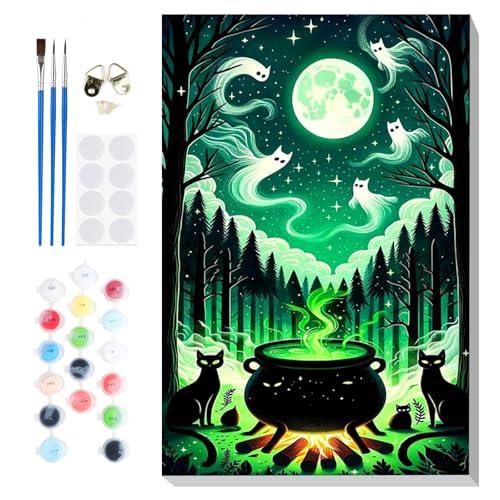Lxmsja Halloween Malen Nach Zahlen Erwachsene mit Rahmen, Malen Nach Zahlen Zaubertrank, Diy Set Erwachsene mit Pinseln und Acrylfarben Handgemalt Ölgemälde Leinwand für Home Décor, 20x30cm Lxmsja Halloween Malen Nach Zahlen Erwachsene mit Rahmen, Malen Nach Zahlen Zaubertrank, Diy Set Erwachsene mit Pinseln und Acrylfarben Handgemalt Ölgemälde Leinwand für Home Décor, 20x30cm von Lxmsja