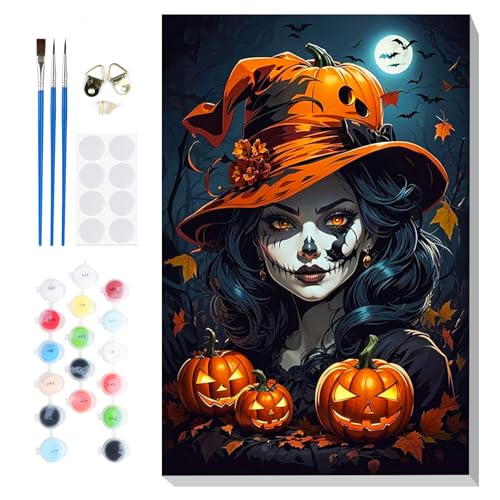 Lxmsja Hexe Malen Nach Zahlen Erwachsene mit Rahmen, Malen Nach Zahlen Halloween, Diy Set Erwachsene mit Pinseln und Acrylfarben Handgemalt Ölgemälde Leinwand für Home Décor, 20x30cm Lxmsja Hexe Malen Nach Zahlen Erwachsene mit Rahmen, Malen Nach Zahlen Halloween, Diy Set Erwachsene mit Pinseln und Acrylfarben Handgemalt Ölgemälde Leinwand für Home Décor, 20x30cm von Lxmsja