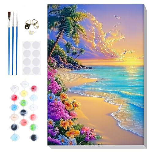 Lxmsja Landschaft Malen Nach Zahlen Erwachsene mit Rahmen, Malen Nach Zahlen Meer, Diy Set Erwachsene mit Pinseln und Acrylfarben Handgemalt Ölgemälde Leinwand für Home Décor, 20x30cm Lxmsja Landschaft Malen Nach Zahlen Erwachsene mit Rahmen, Malen Nach Zahlen Meer, Diy Set Erwachsene mit Pinseln und Acrylfarben Handgemalt Ölgemälde Leinwand für Home Décor, 20x30cm von Lxmsja