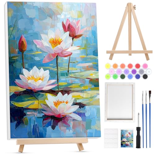 Lxmsja Lotus Malen Nach Zahlen Erwachsene Kinder mit Rahmen, Malen Nach Zahlen Blume mit Holzstaffelei, Diy Set Erwachsene mit Pinseln und Acrylfarben Ölgemälde Leinwand für Home Décor, 20x30cm Lxmsja Lotus Malen Nach Zahlen Erwachsene Kinder mit Rahmen, Malen Nach Zahlen Blume mit Holzstaffelei, Diy Set Erwachsene mit Pinseln und Acrylfarben Ölgemälde Leinwand für Home Décor, 20x30cm von Lxmsja