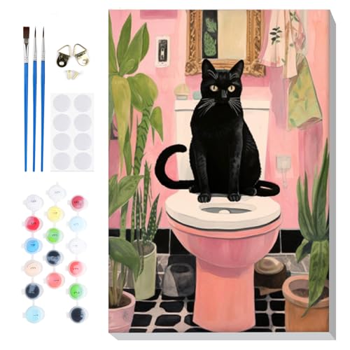 Lxmsja Lustige Schwarze Katze Malen Nach Zahlen Erwachsene mit Rahmen, Malen Nach Zahlen Tier, Diy Set Erwachsene mit Pinseln und Acrylfarben Handgemalt Ölgemälde Leinwand für Home Décor, 20x30cm Lxmsja Lustige Schwarze Katze Malen Nach Zahlen Erwachsene mit Rahmen, Malen Nach Zahlen Tier, Diy Set Erwachsene mit Pinseln und Acrylfarben Handgemalt Ölgemälde Leinwand für Home Décor, 20x30cm von Lxmsja