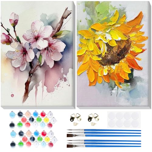 Lxmsja Malen Nach Zahlen Erwachsene Kinder mit Rahmen, Malen Nach Zahlen, Diy Set Erwachsene mit Pinseln und Acrylfarben Handgemalt Ölgemälde Leinwand für Home Décor von Lxmsja