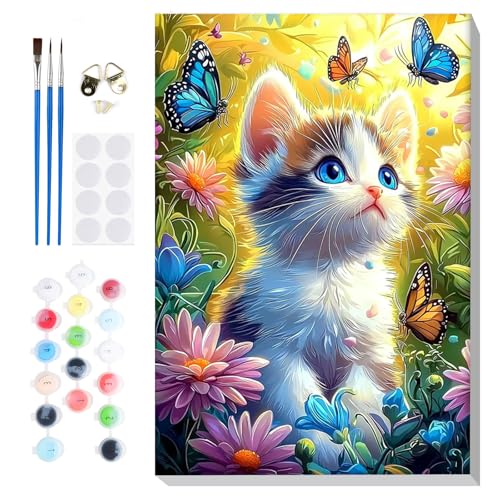 Lxmsja Malen Nach Zahlen Erwachsene mit Rahmen, Malen Nach Zahlen Katze, Diy Set Erwachsene mit Pinseln und Acrylfarben Handgemalt Ölgemälde Leinwand für Home Décor, 20x30cm Lxmsja Malen Nach Zahlen Erwachsene mit Rahmen, Malen Nach Zahlen Katze, Diy Set Erwachsene mit Pinseln und Acrylfarben Handgemalt Ölgemälde Leinwand für Home Décor, 20x30cm von Lxmsja