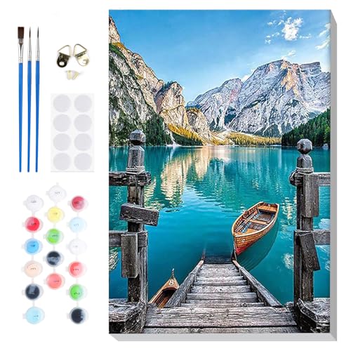Lxmsja Malen Nach Zahlen Erwachsene mit Rahmen, Malen Nach Zahlen Meer Landschaft, Diy Set Erwachsene mit Pinseln und Acrylfarben Handgemalt Ölgemälde Leinwand für Home Décor, 20x30 cm von Lxmsja