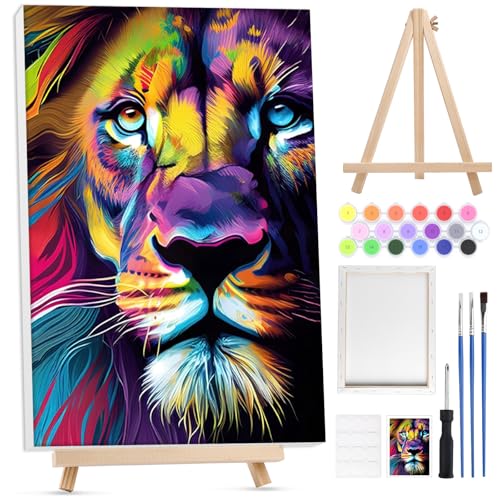 Lxmsja Malen Nach Zahlen Löwe Erwachsene mit Rahmen, Malen Nach Zahlen Tier mit Holzstaffelei, Diy Set Erwachsene mit Pinseln und Acrylfarben Handgemalt Ölgemälde Leinwand für Home Décor, 20x30cm Lxmsja Malen Nach Zahlen Löwe Erwachsene mit Rahmen, Malen Nach Zahlen Tier mit Holzstaffelei, Diy Set Erwachsene mit Pinseln und Acrylfarben Handgemalt Ölgemälde Leinwand für Home Décor, 20x30cm von Lxmsja