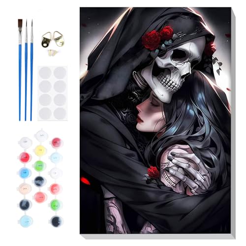 Lxmsja Skelett Malen Nach Zahlen Erwachsene mit Rahmen, Gothic Malen Nach Zahlen Halloween, Diy Set Erwachsene mit Pinseln und Acrylfarben Handgemalt Ölgemälde Leinwand für Home Décor, 20x30cm Lxmsja Skelett Malen Nach Zahlen Erwachsene mit Rahmen, Gothic Malen Nach Zahlen Halloween, Diy Set Erwachsene mit Pinseln und Acrylfarben Handgemalt Ölgemälde Leinwand für Home Décor, 20x30cm von Lxmsja