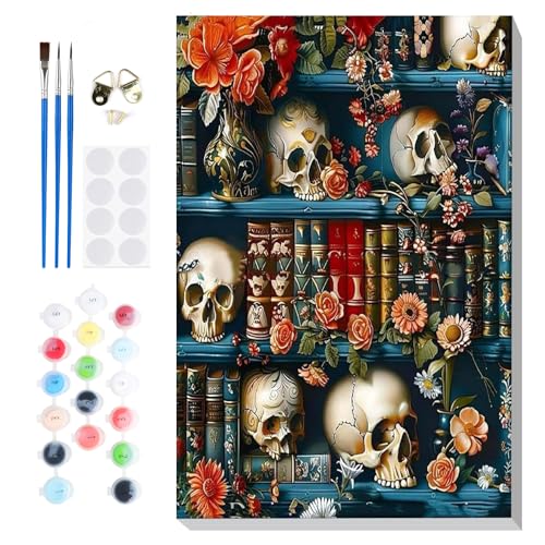 Lxmsja Skelett Malen Nach Zahlen Erwachsene mit Rahmen -30x40cm, Halloween Malen Nach Zahlen Bücherregal, Diy Set Erwachsene mit Pinseln und Acrylfarben Handgemalt Ölgemälde Leinwand für Home Décor Lxmsja Skelett Malen Nach Zahlen Erwachsene mit Rahmen -30x40cm, Halloween Malen Nach Zahlen Bücherregal, Diy Set Erwachsene mit Pinseln und Acrylfarben Handgemalt Ölgemälde Leinwand für Home Décor von Lxmsja