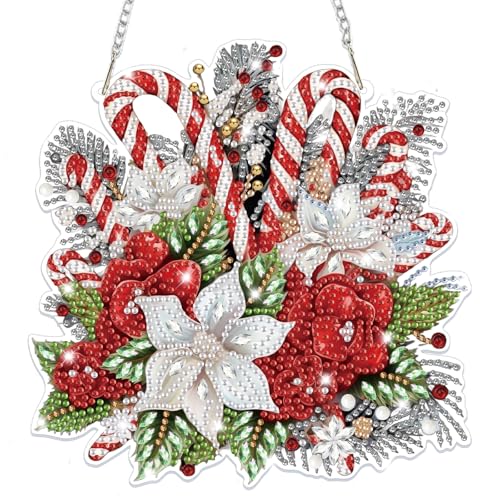 Lxmsja Weihnachten Diamond Painting Anhänger, 5D Diamond Painting Fensterbilder Blumen für Erwachsene Kinder, Weihnachtsgeschenke Bastelset Kreativ Set Ornament Tür Fenster Wand Decor Lxmsja Weihnachten Diamond Painting Anhänger, 5D Diamond Painting Fensterbilder Blumen für Erwachsene Kinder, Weihnachtsgeschenke Bastelset Kreativ Set Ornament Tür Fenster Wand Decor von Lxmsja