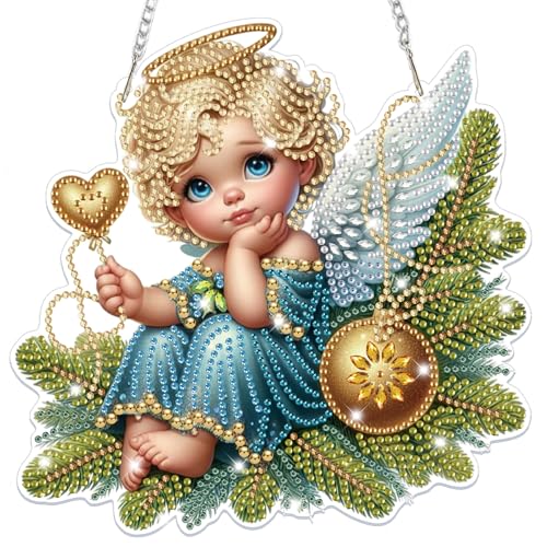 Lxmsja Weihnachten Diamond Painting Anhänger, 5D Diamond Painting Fensterbilder Engel für Erwachsene Kinder, Weihnachtsgeschenke Bastelset Kreativ Set Ornament Tür Fenster Wand Decor Lxmsja Weihnachten Diamond Painting Anhänger, 5D Diamond Painting Fensterbilder Engel für Erwachsene Kinder, Weihnachtsgeschenke Bastelset Kreativ Set Ornament Tür Fenster Wand Decor von Lxmsja