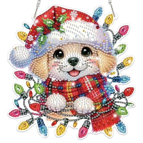 Lxmsja Weihnachten Diamond Painting Anhänger, 5D Diamond Painting Fensterbilder Hund für Erwachsene Kinder, Weihnachtsgeschenke Bastelset Kreativ Set Ornament Tür Fenster Wand Decor Lxmsja Weihnachten Diamond Painting Anhänger, 5D Diamond Painting Fensterbilder Hund für Erwachsene Kinder, Weihnachtsgeschenke Bastelset Kreativ Set Ornament Tür Fenster Wand Decor von Lxmsja