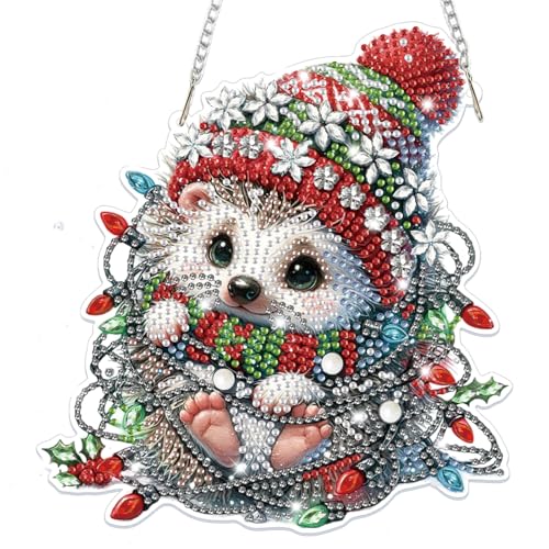 Lxmsja Weihnachten Diamond Painting Anhänger, 5D Diamond Painting Fensterbilder Igel für Erwachsene Kinder, Weihnachtsgeschenke Bastelset Kreativ Set Ornament Tür Fenster Wand Decor Lxmsja Weihnachten Diamond Painting Anhänger, 5D Diamond Painting Fensterbilder Igel für Erwachsene Kinder, Weihnachtsgeschenke Bastelset Kreativ Set Ornament Tür Fenster Wand Decor von Lxmsja